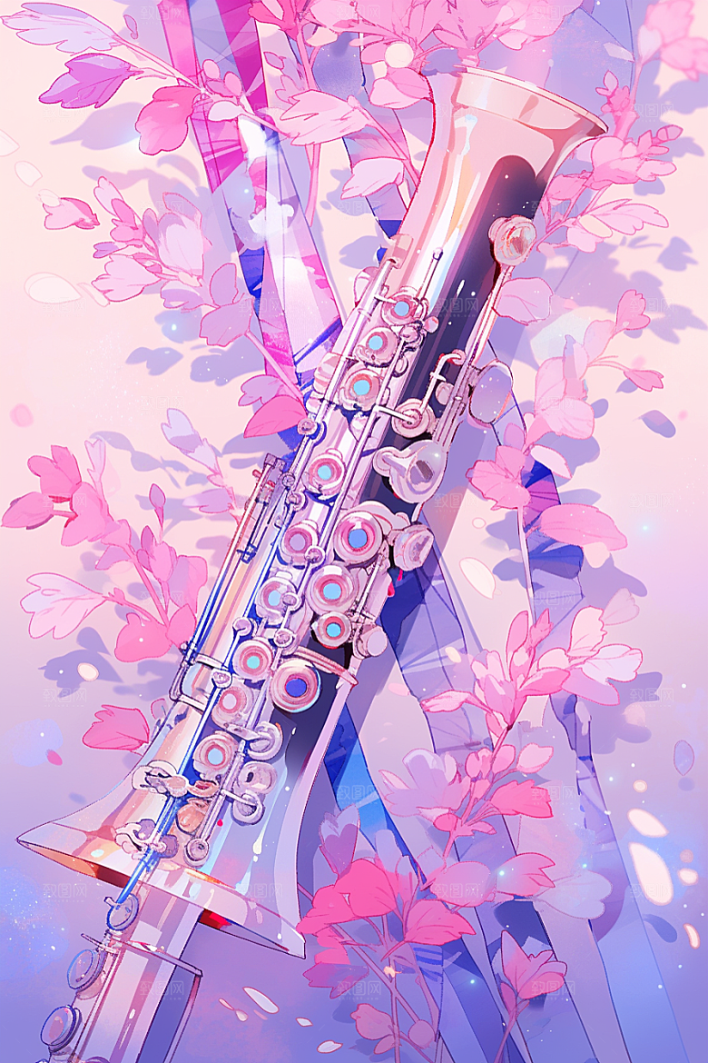 梦幻天空乐器音乐梦幻插画