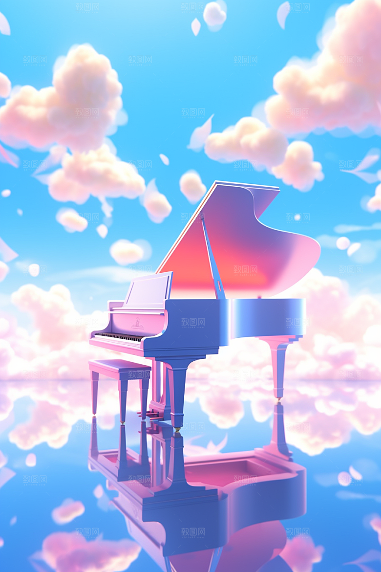 梦幻天空乐器梦幻乐章插画