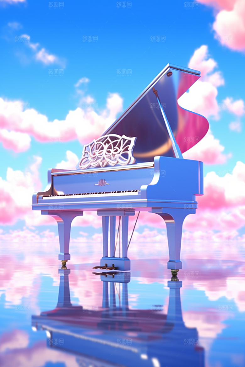 梦幻天空乐器高清唯美插画