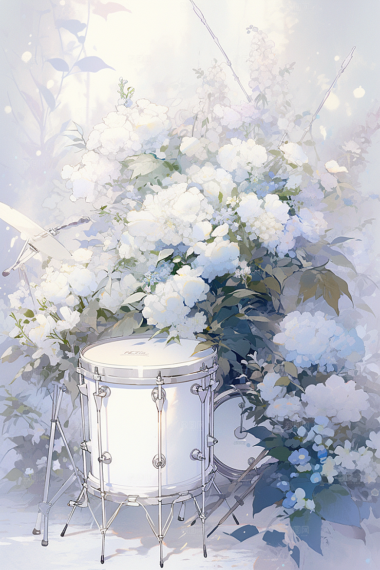 梦幻天空乐器梦幻手绘插画