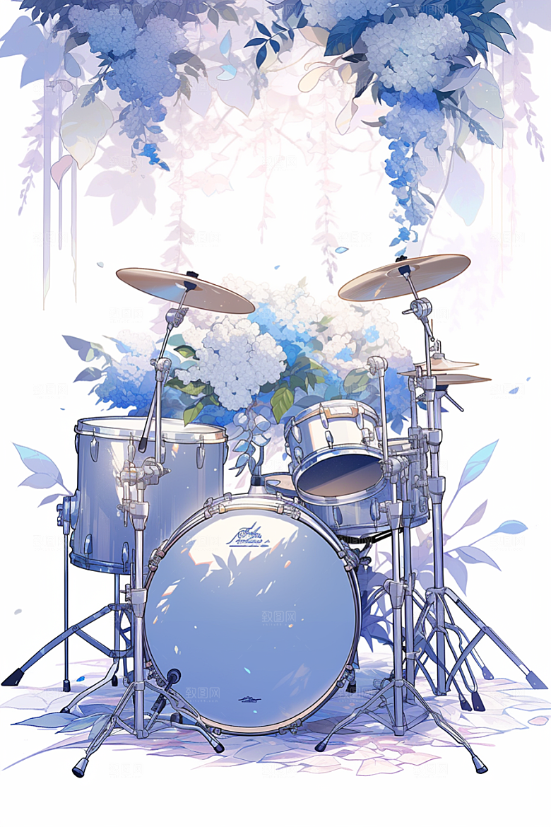 梦幻天空乐器音乐美妙插画
