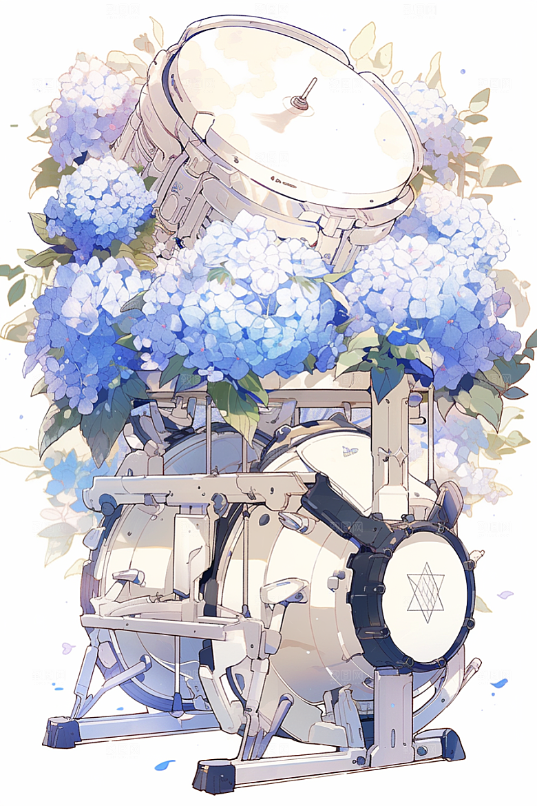 梦幻天空乐器幻想艺术插画