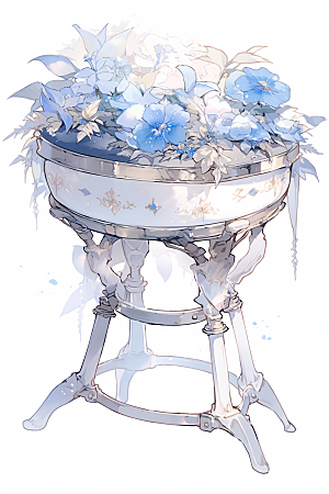 梦幻天空乐器美妙手绘插画