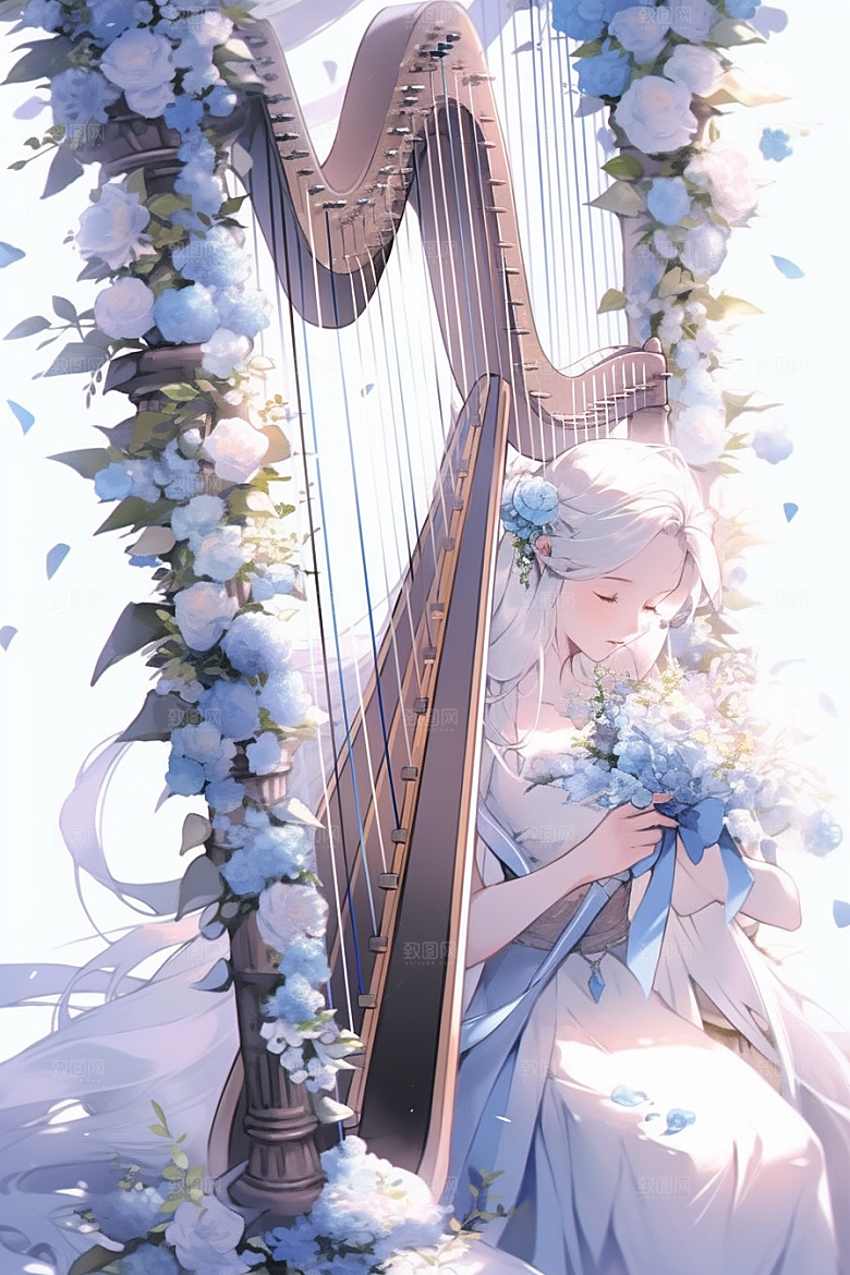 梦幻天空乐器高清音乐插画
