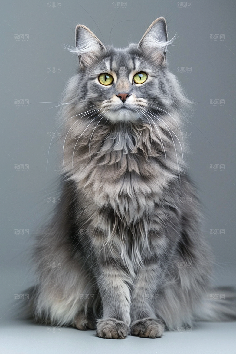 缅因猫毛茸茸高清摄影图