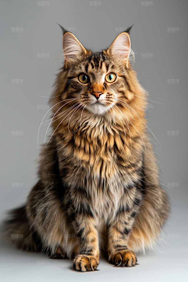 缅因猫高清陪伴摄影图