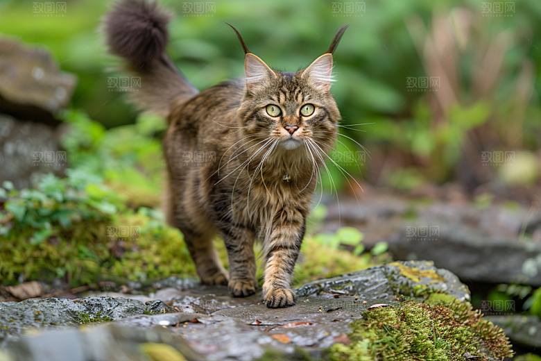缅因猫陪伴养宠摄影图