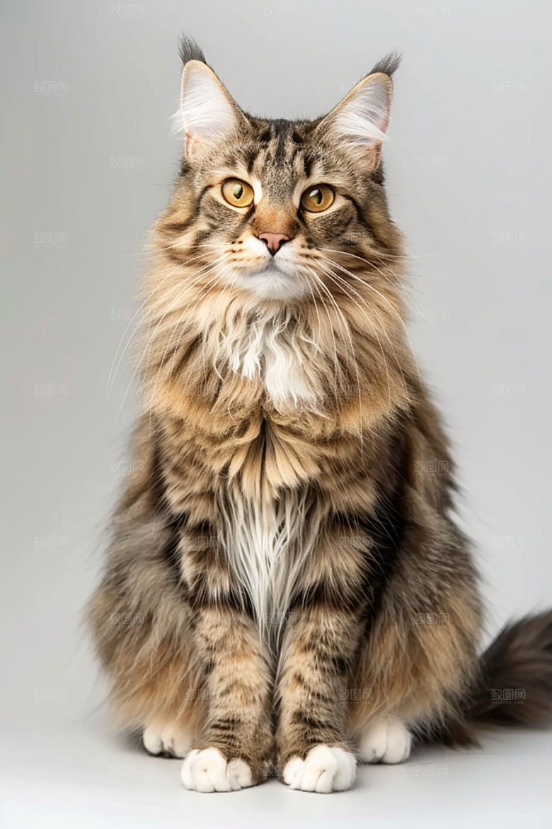 缅因猫小动物长毛猫摄影图