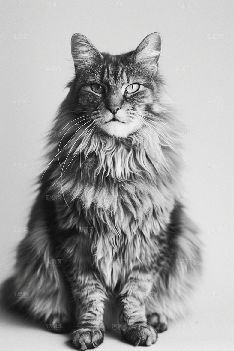 缅因猫宠物猫陪伴摄影图