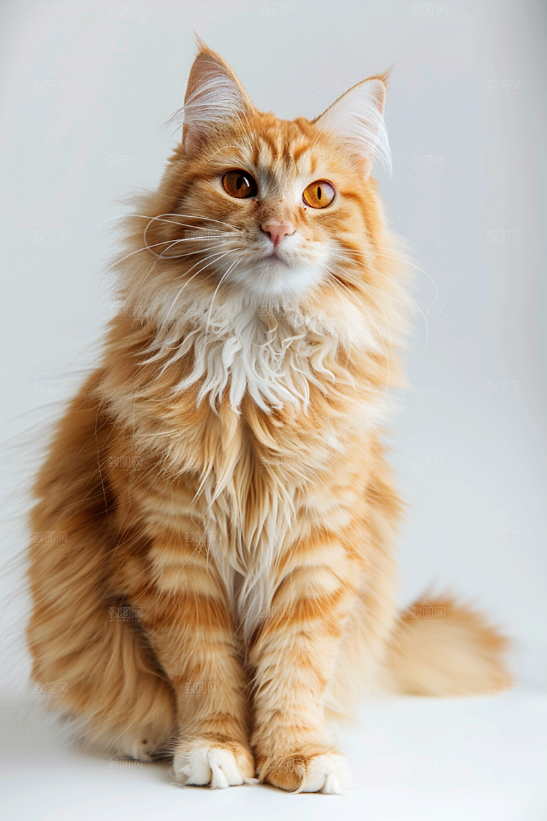 缅因猫毛茸茸陪伴摄影图