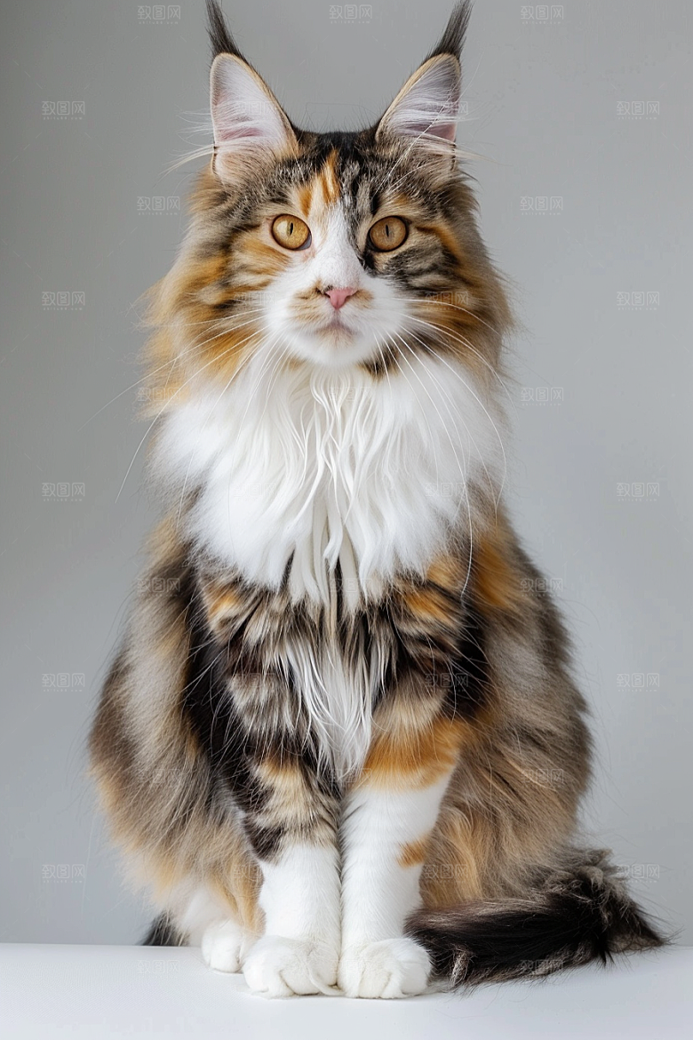 缅因猫宠物猫长毛猫摄影图