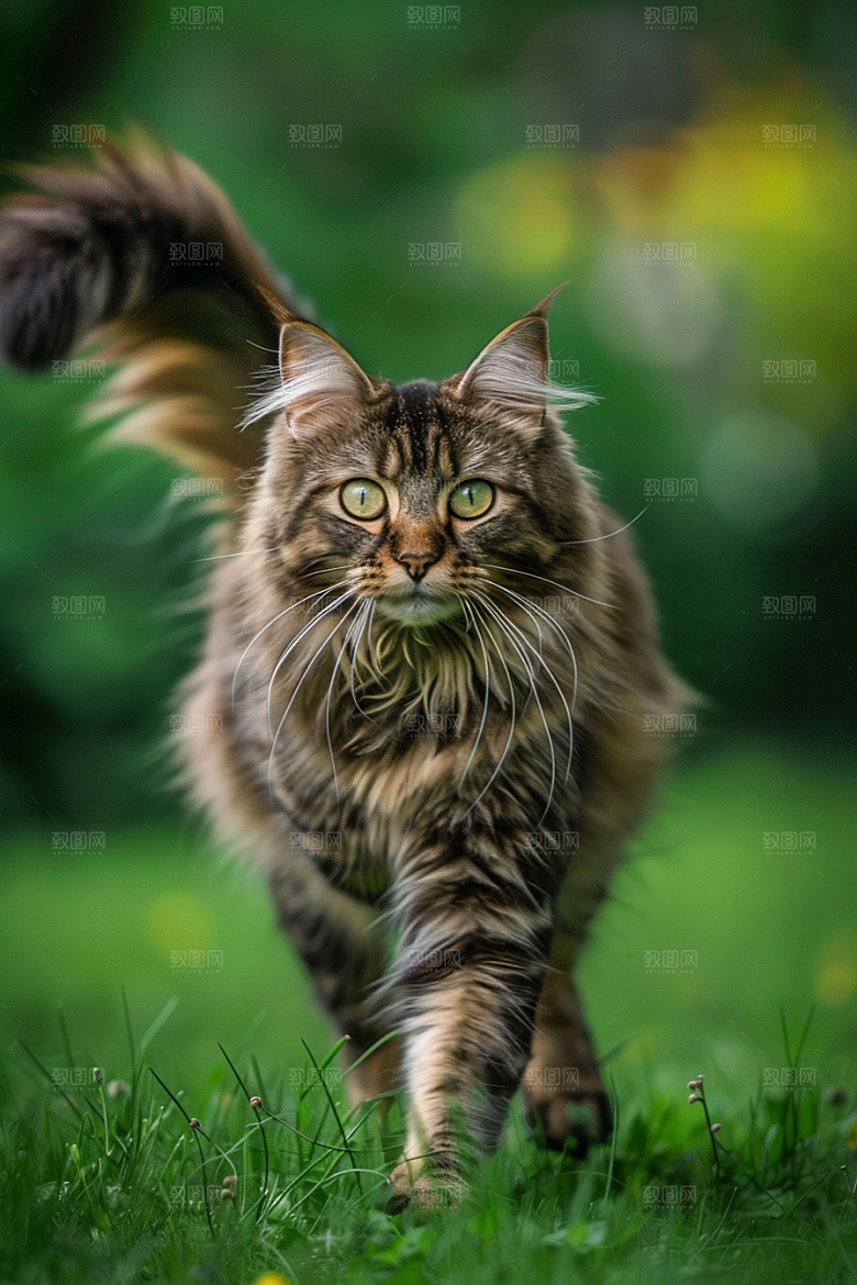 缅因猫宠物猫家居生活摄影图