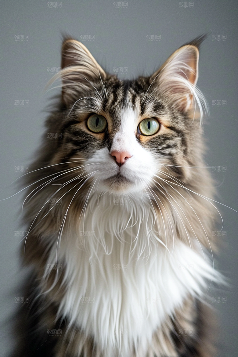 缅因猫长毛猫毛茸茸摄影图