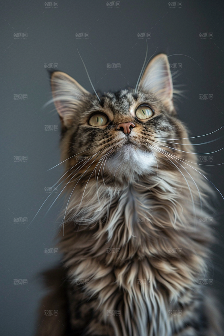 缅因猫陪伴品种猫摄影图