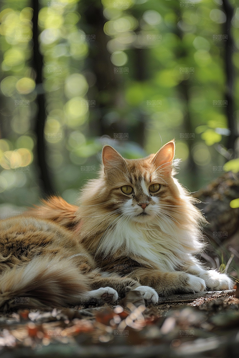缅因猫家居生活宠物猫摄影图