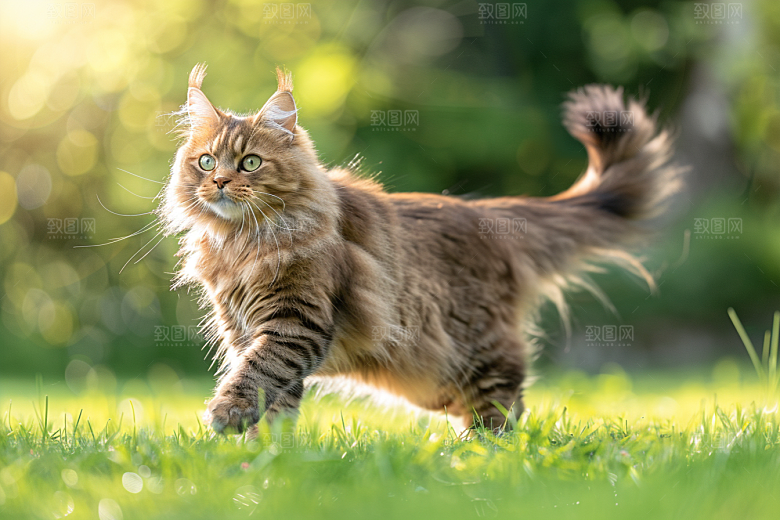缅因猫陪伴品种猫摄影图