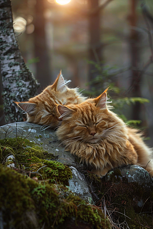 缅因猫小动物可爱摄影图