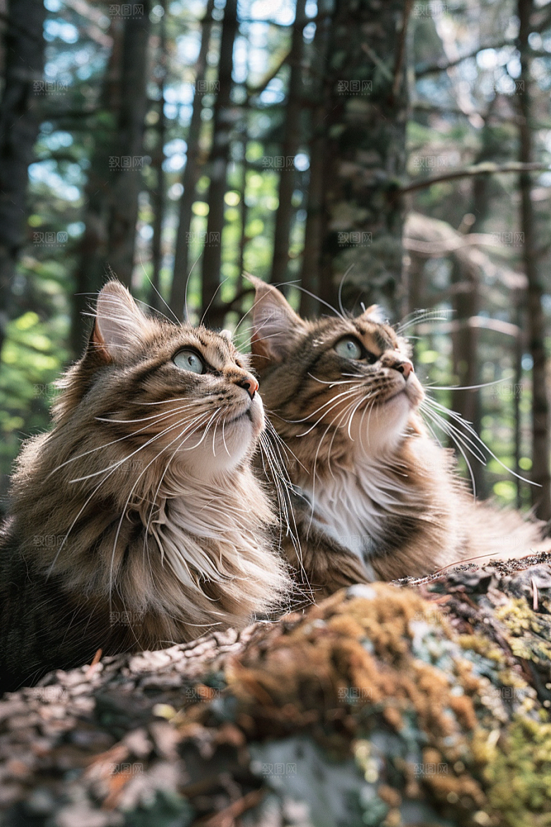 缅因猫陪伴高清摄影图