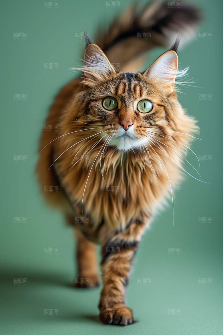缅因猫宠物猫毛茸茸摄影图