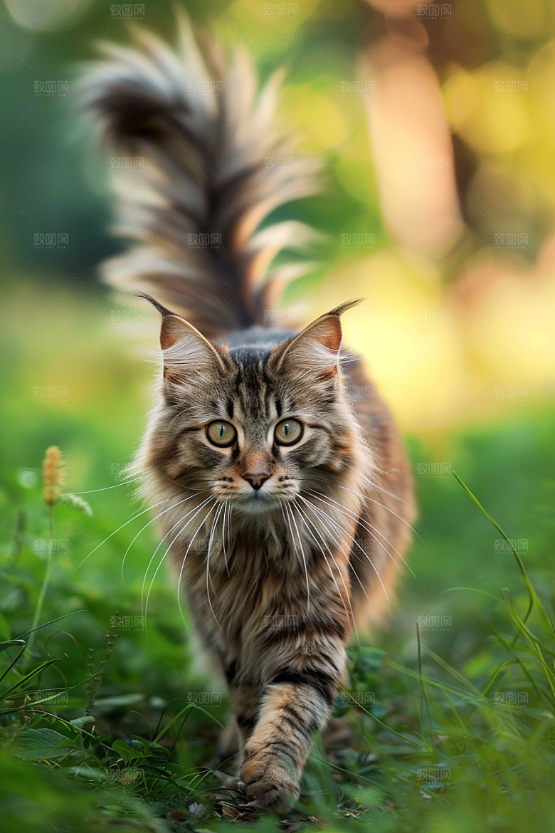 缅因猫毛茸茸小动物摄影图
