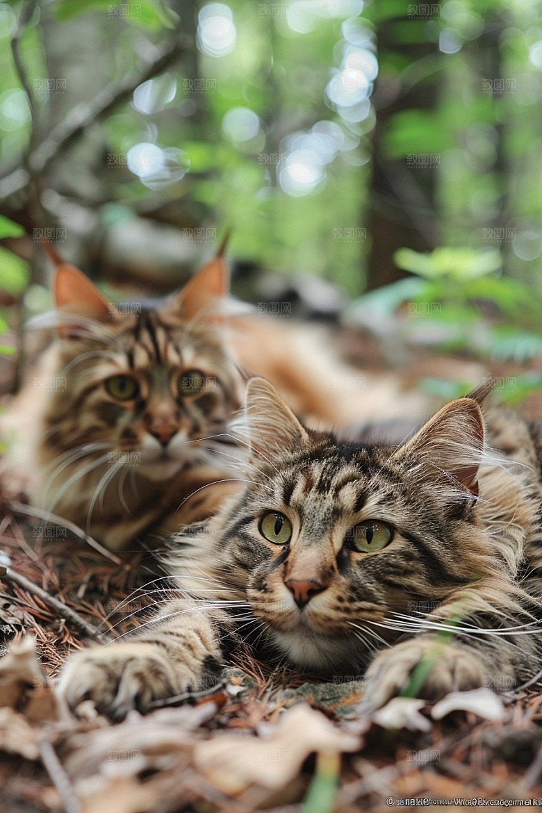 缅因猫家居生活宠物猫摄影图