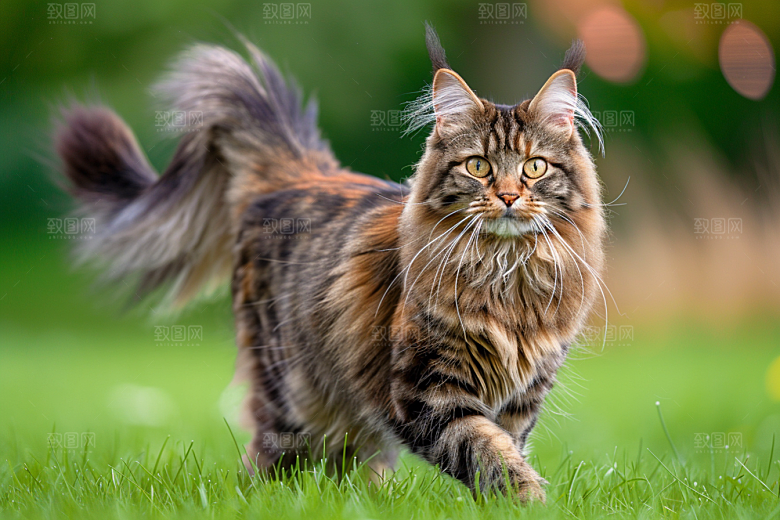 缅因猫小动物陪伴摄影图