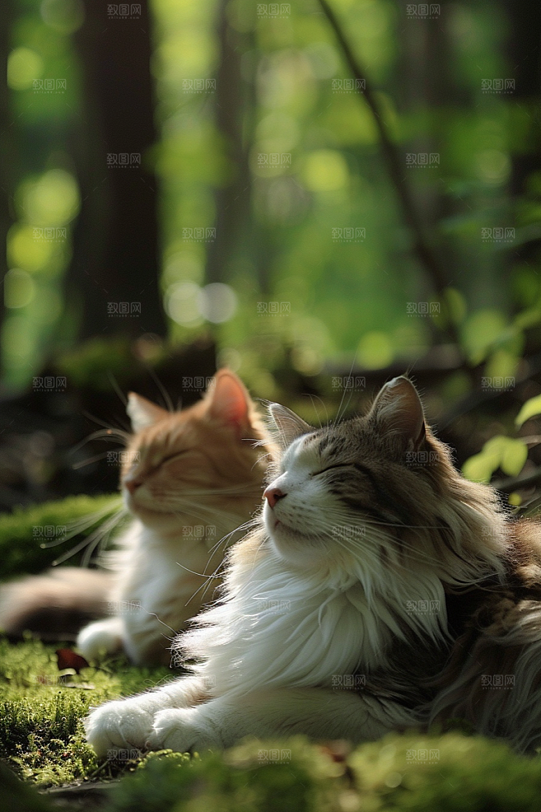缅因猫家居生活陪伴摄影图