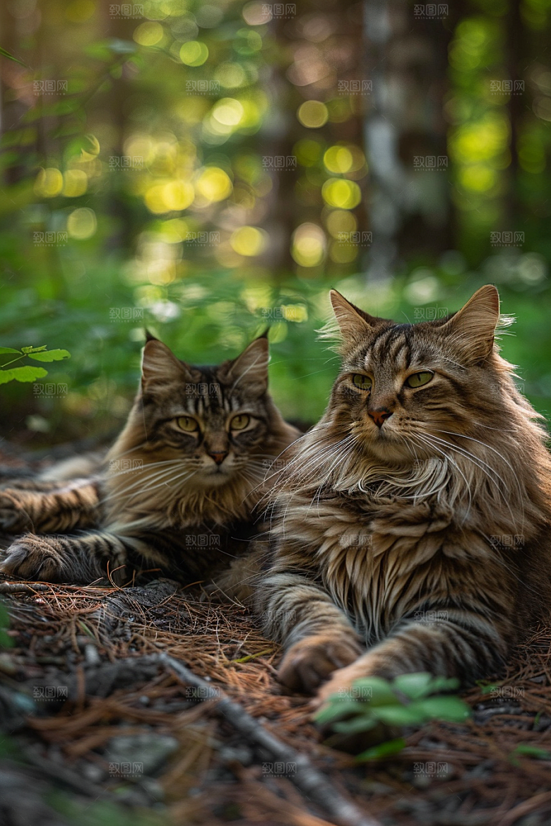 缅因猫高清宠物猫摄影图