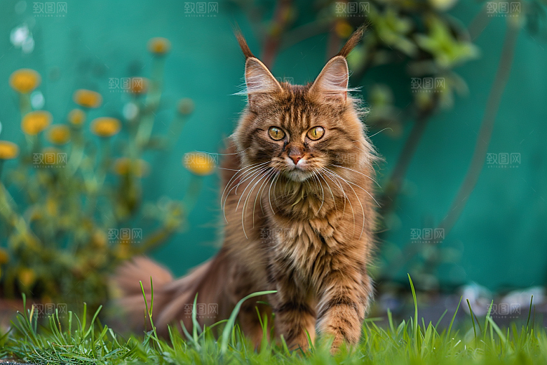 缅因猫养宠毛茸茸摄影图