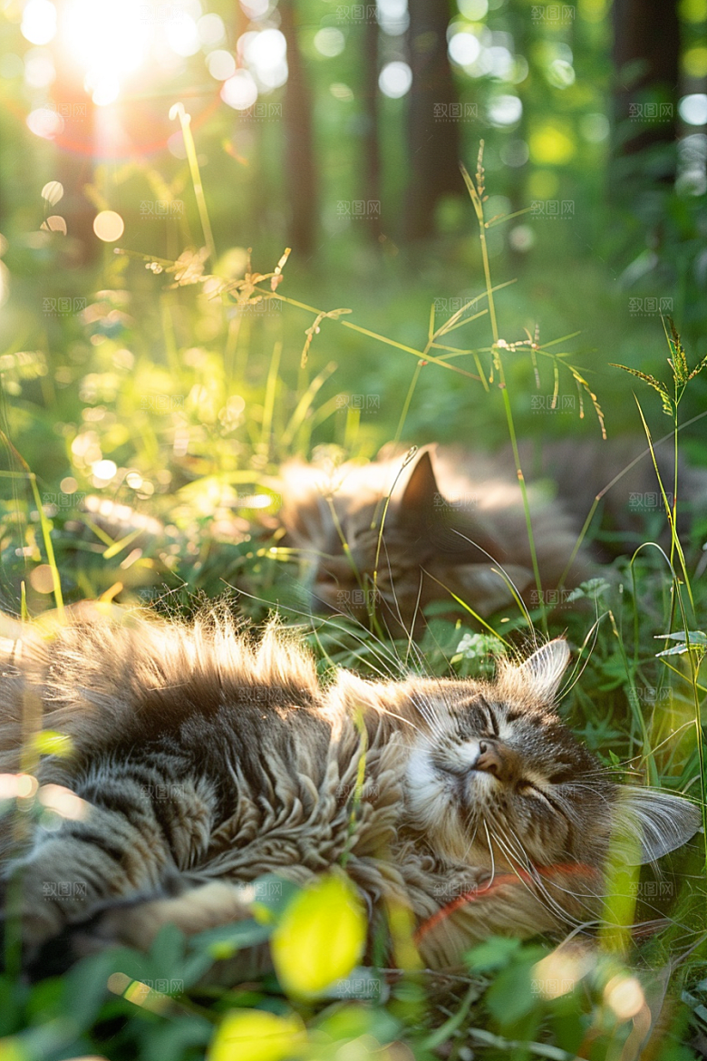 缅因猫毛茸茸可爱摄影图