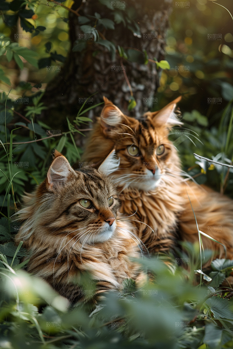 缅因猫小动物宠物猫摄影图