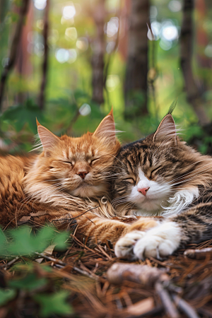 缅因猫品种猫小动物摄影图