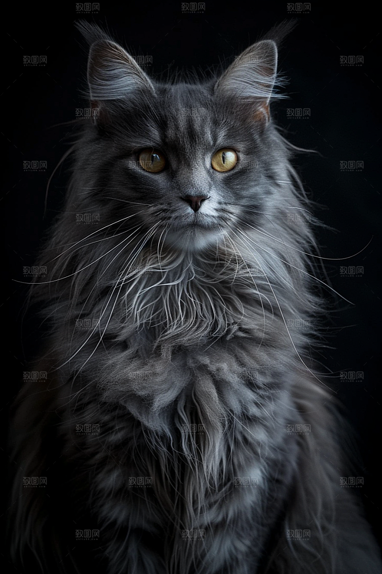 缅因猫长毛猫品种猫摄影图