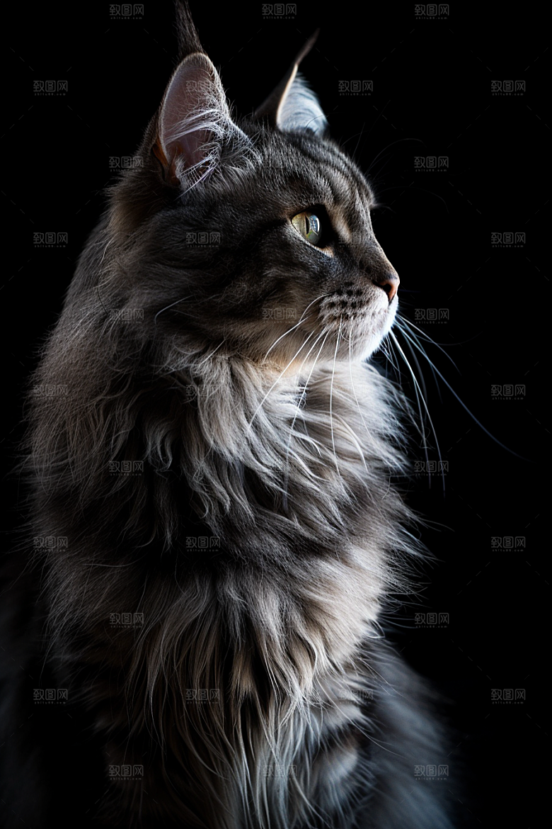 缅因猫可爱品种猫摄影图