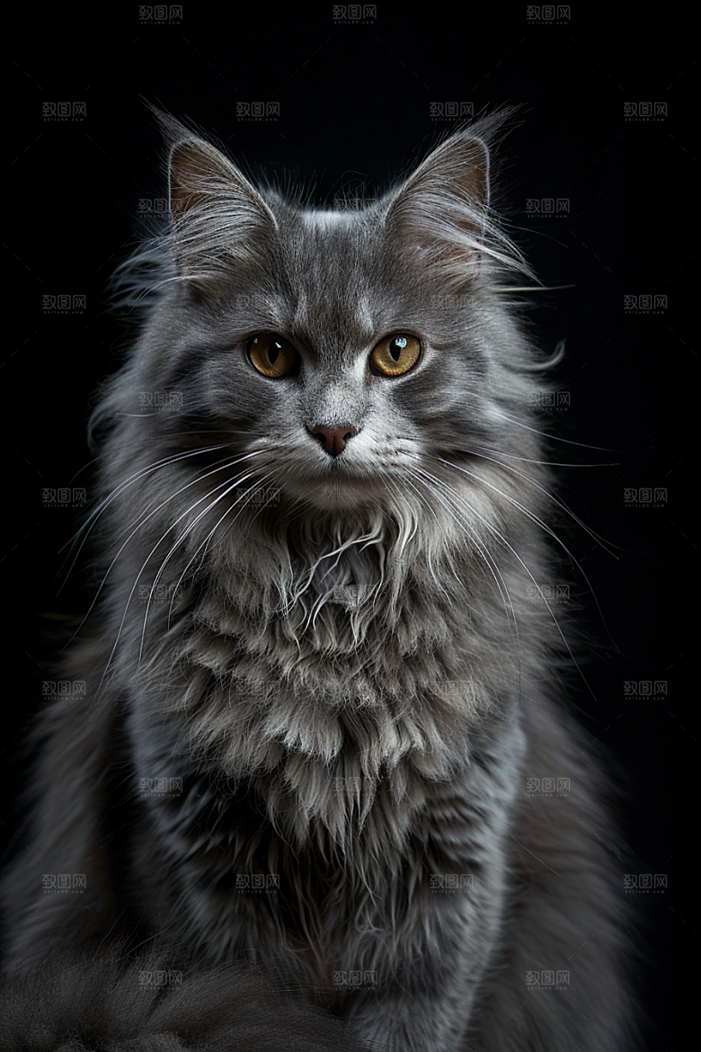 缅因猫长毛猫可爱摄影图