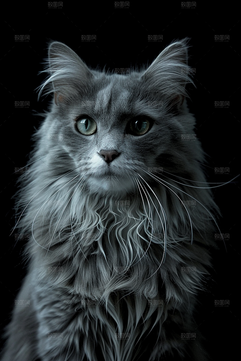 缅因猫宠物猫毛茸茸摄影图