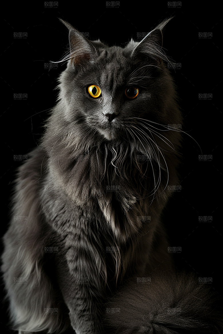 缅因猫家居生活可爱摄影图
