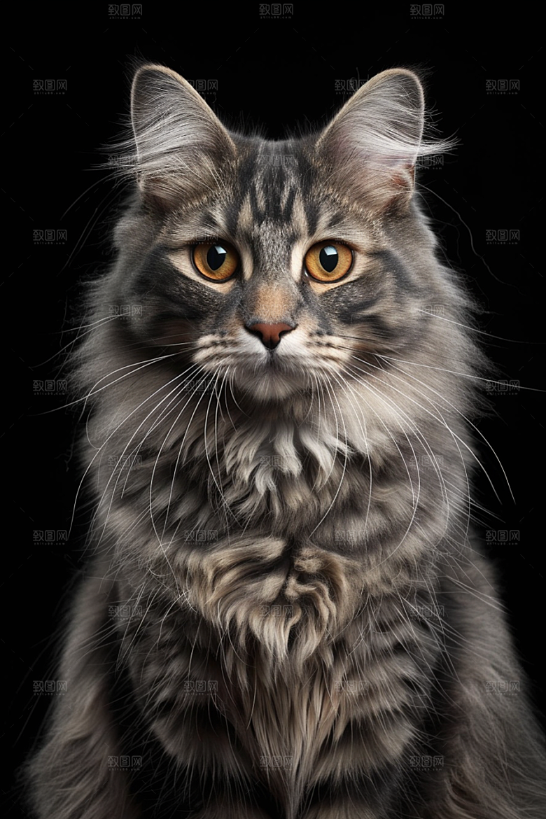 缅因猫陪伴养宠摄影图