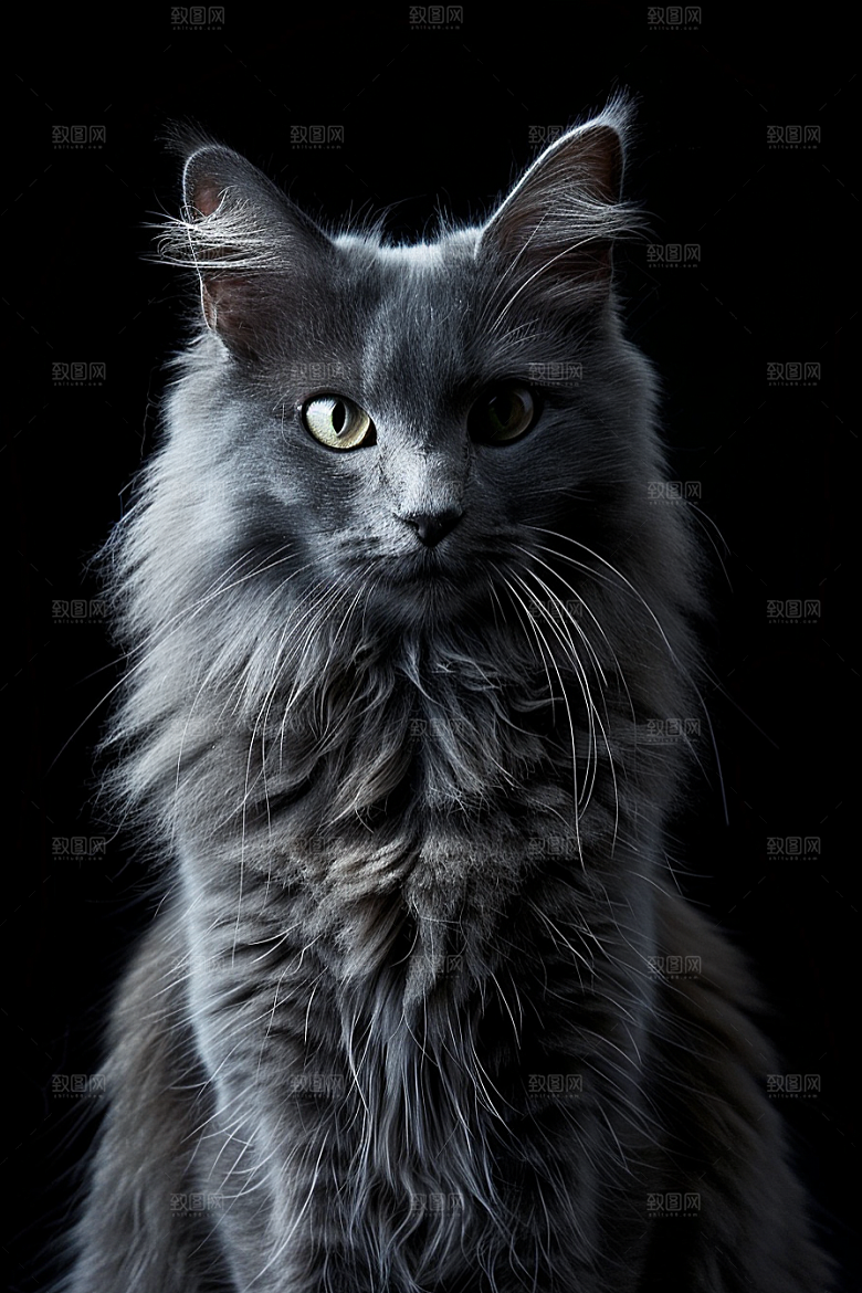 缅因猫毛茸茸宠物猫摄影图