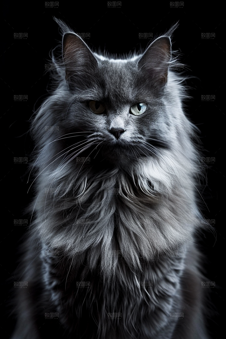 缅因猫家居生活可爱摄影图