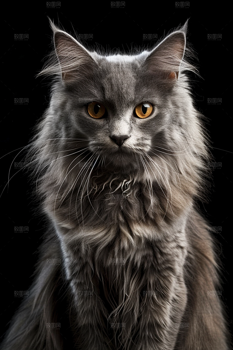 缅因猫宠物猫可爱摄影图