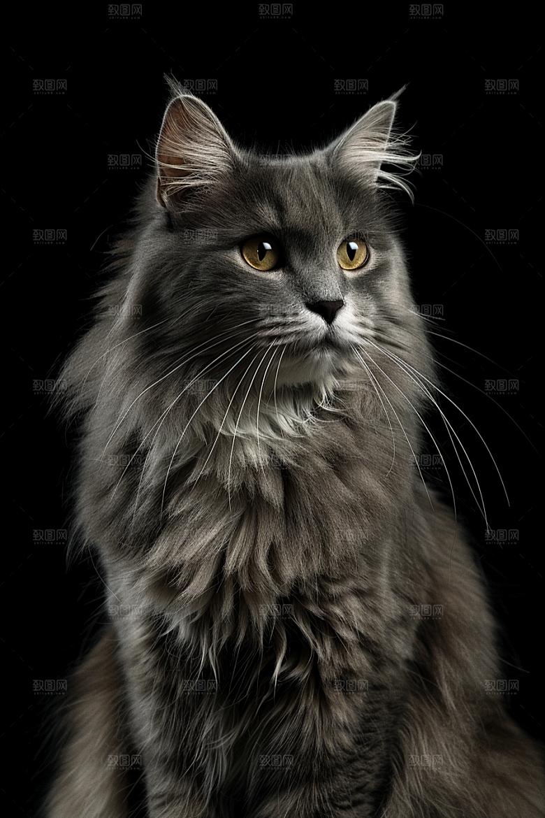 缅因猫小动物陪伴摄影图