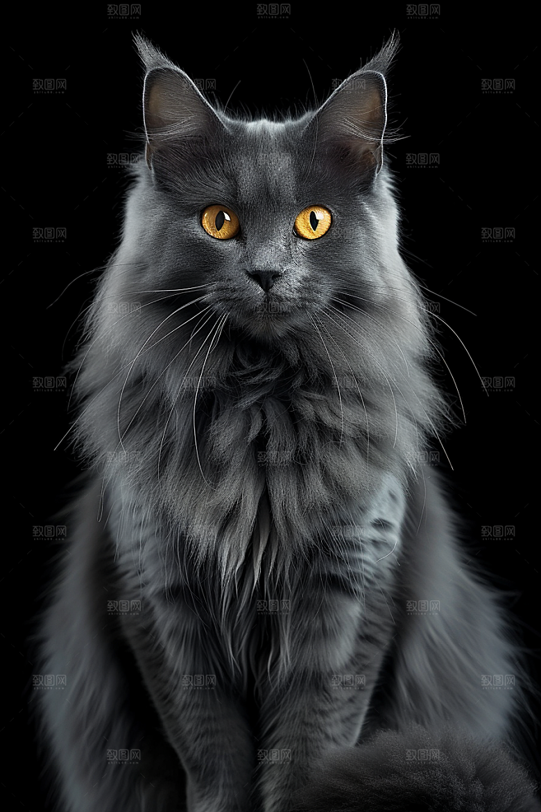 缅因猫品种猫宠物猫摄影图