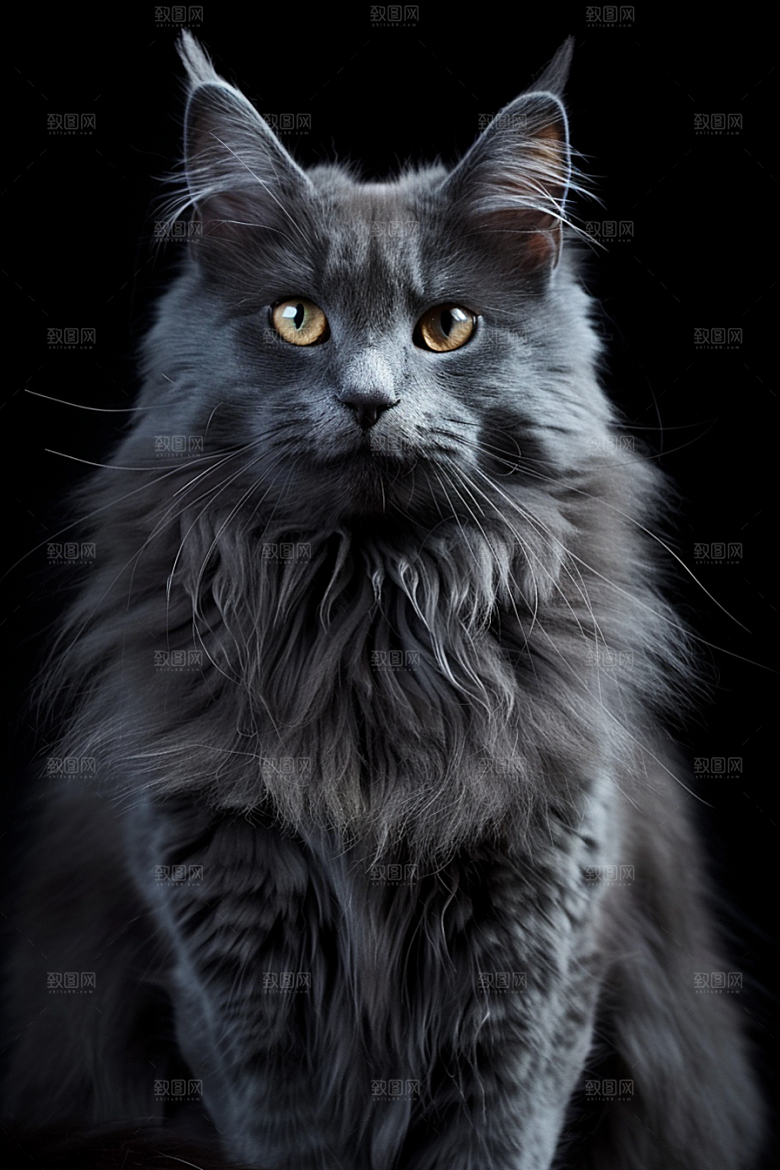 缅因猫可爱宠物猫摄影图