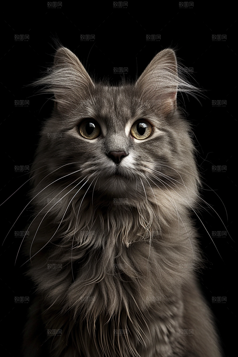 缅因猫陪伴可爱摄影图