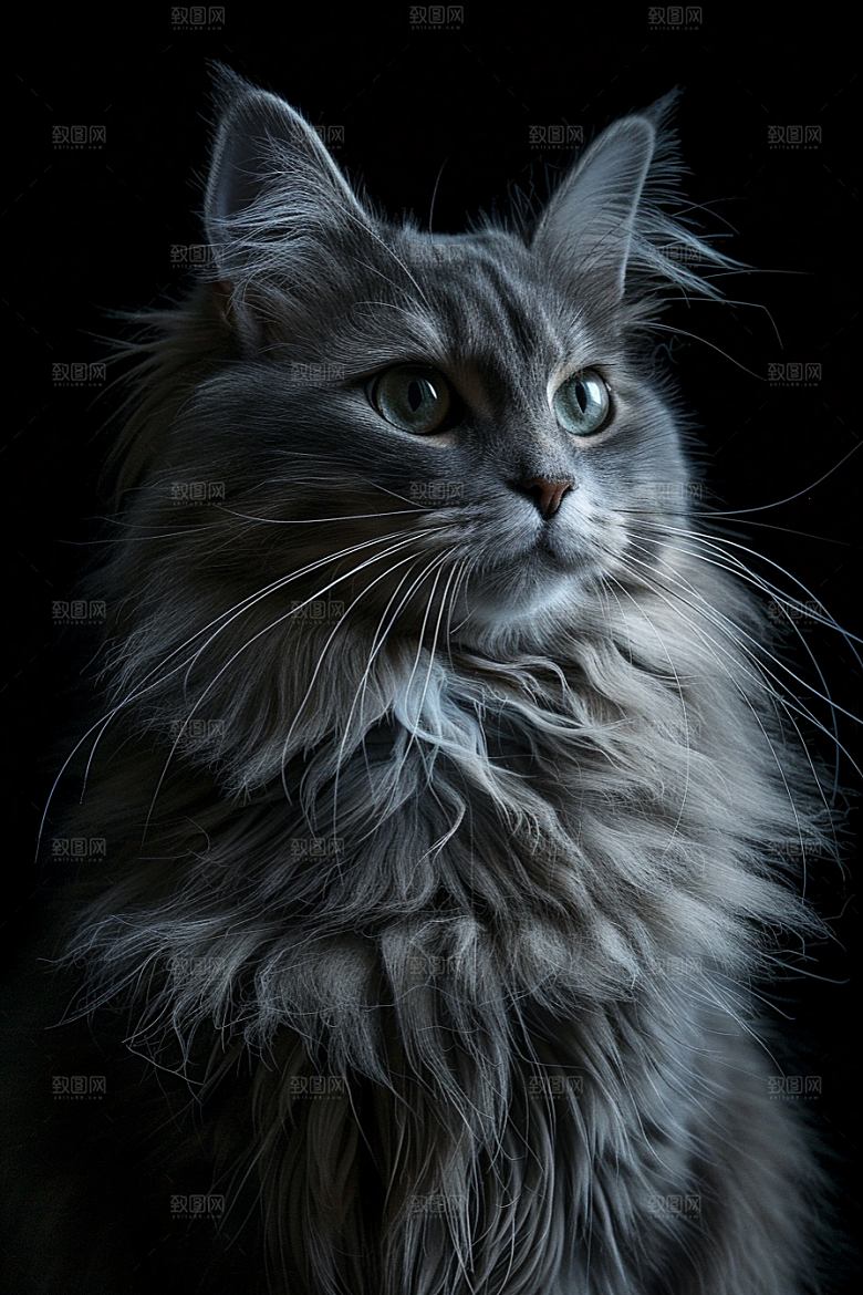 缅因猫小动物长毛猫摄影图