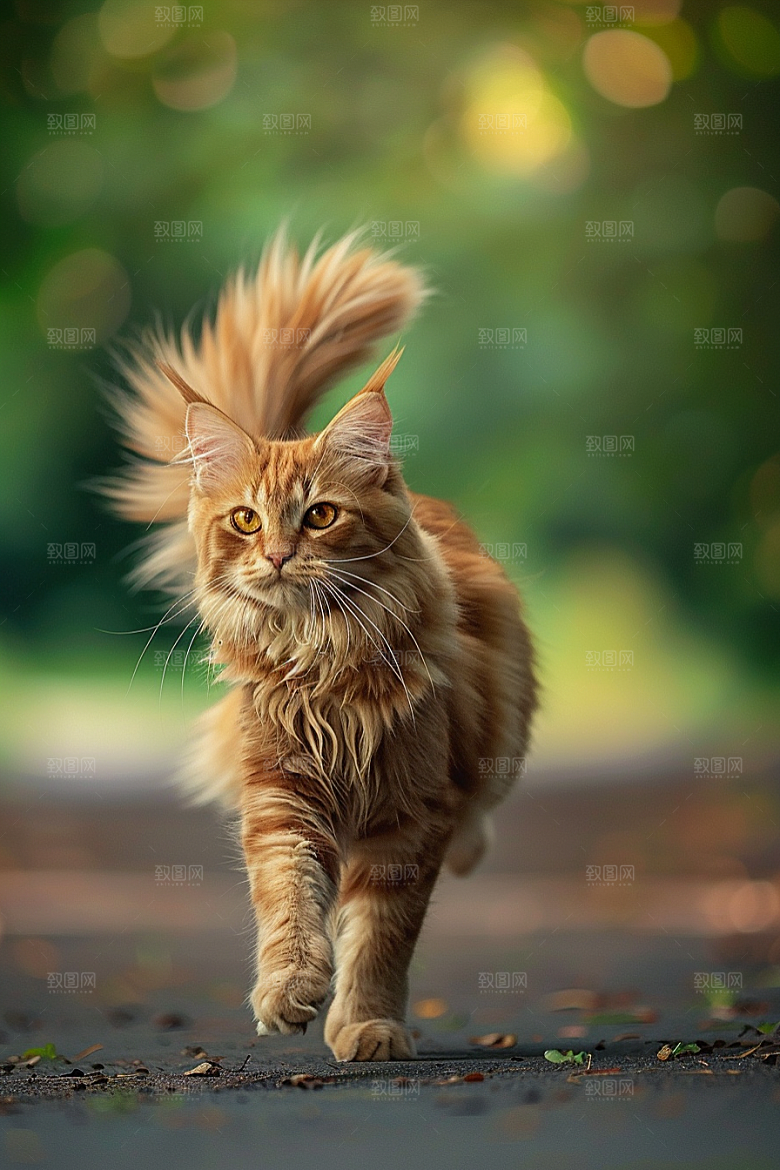 缅因猫长毛猫毛茸茸摄影图