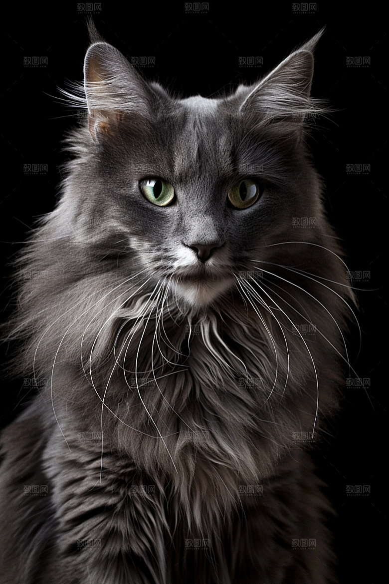 缅因猫品种猫可爱摄影图