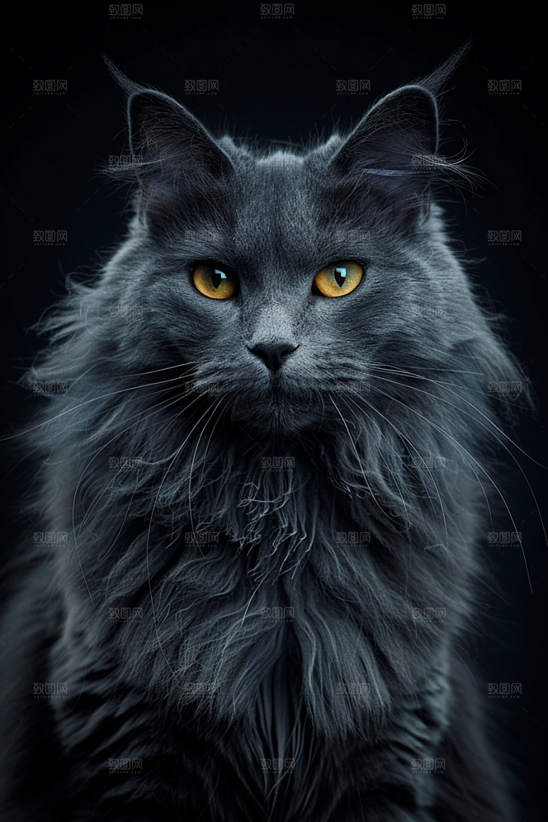 缅因猫陪伴小动物摄影图