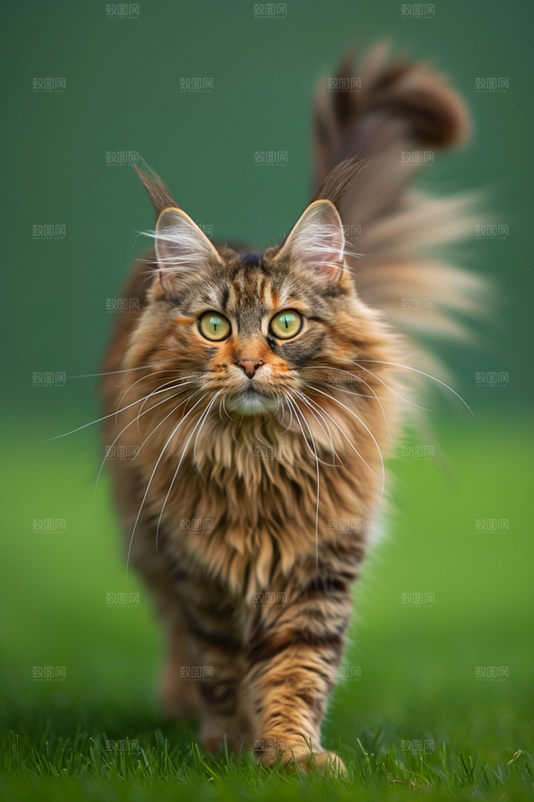 缅因猫可爱家居生活摄影图